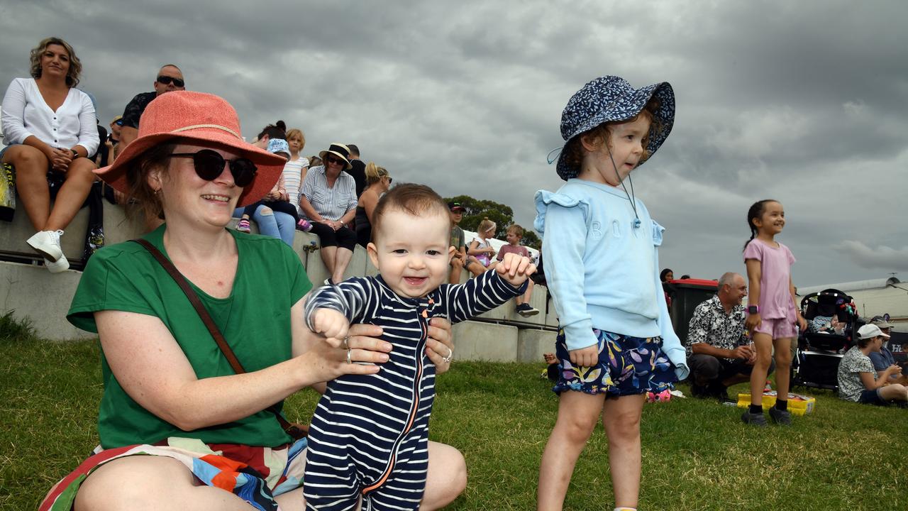 Laura, Jess and Bridie Jarvis sing and dance along with Bluey. Heritage Bank Toowoomba Royal Show. Saturday March 26, 2022