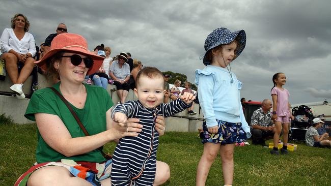 Laura, Jess and Bridie Jarvis sing and dance along with Bluey. Heritage Bank Toowoomba Royal Show. Saturday March 26, 2022