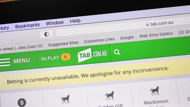 Punters were met with an error message as the TAB website and wagering crashed.