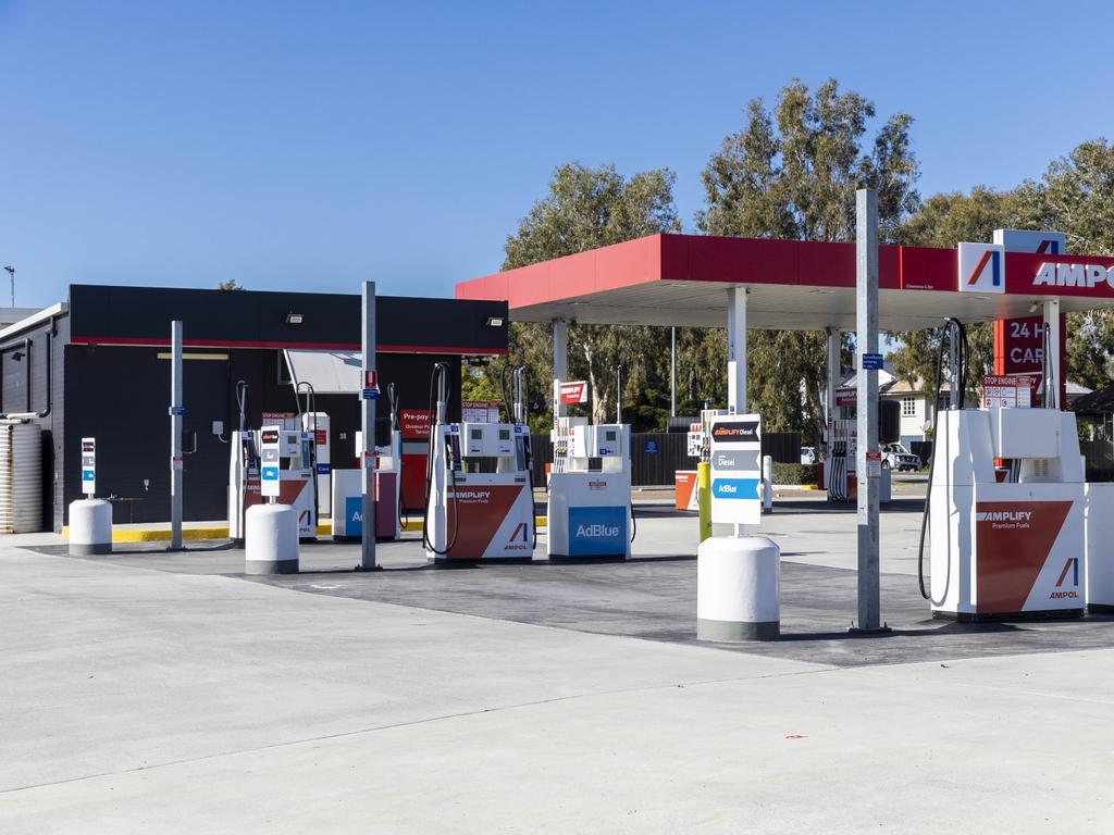 Ampol fuel station in Rocklea is empty after the floods. Picture : Matthew Poon.