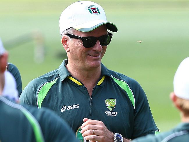 Australia World Cup Cricket training at Adelaide Oval. Steve Waugh at training to help and advise. Photo Sarah Reed.