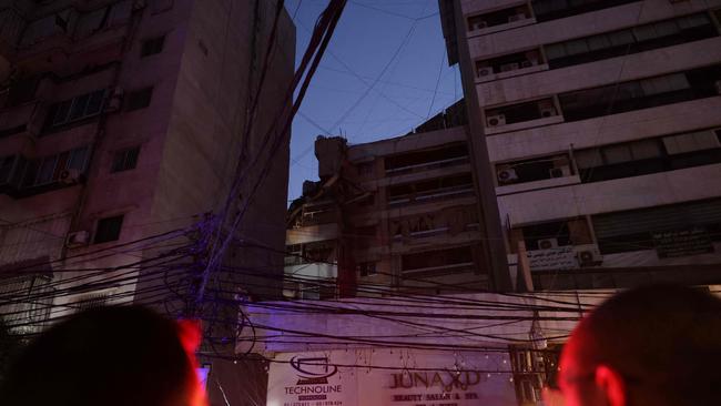 A photo taken on July 30 shows the destroyed top floors of an eight storey building following an Israeli military strike in Beirut. Picture: Anwar Amro/AFP