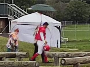 Uli Latukefu as Dwayne Johnson filming scenes in Nerang