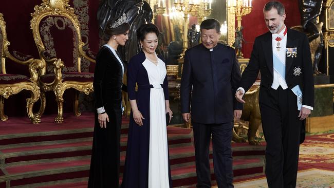 Queen Letizia and King Felipe host Xi Jinping and his wife Peng Liyuan in Madrid. Picture: Getty Images