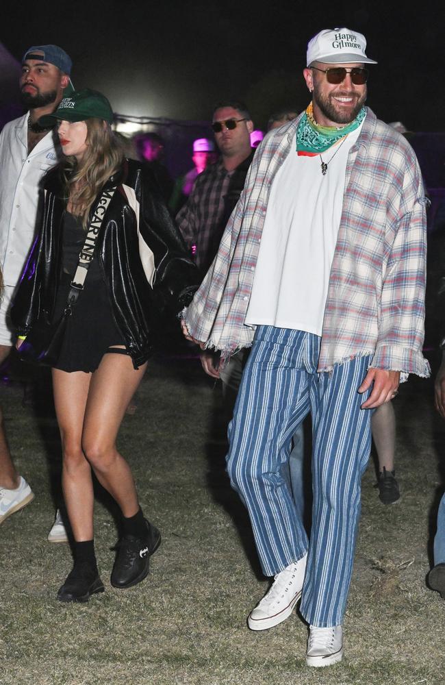 Taylor Swift and Travis Kelce during the Coachella festival. Picture: Getty Images