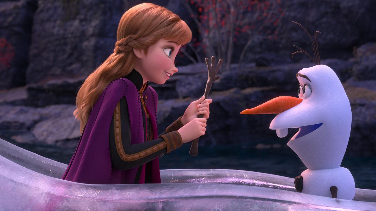 Anna and Olaf in a scene from Frozen II. Picture: Supplied by Disney