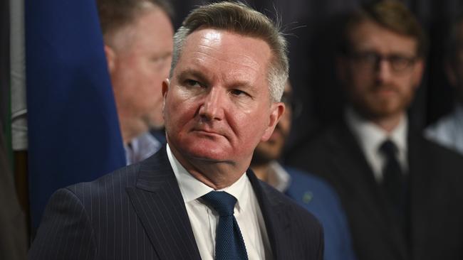 Minister for Climate Change and Energy Chris Bowen holds a press conference at Parliament House in Canberra. Picture: NCA NewsWire / Martin Ollman