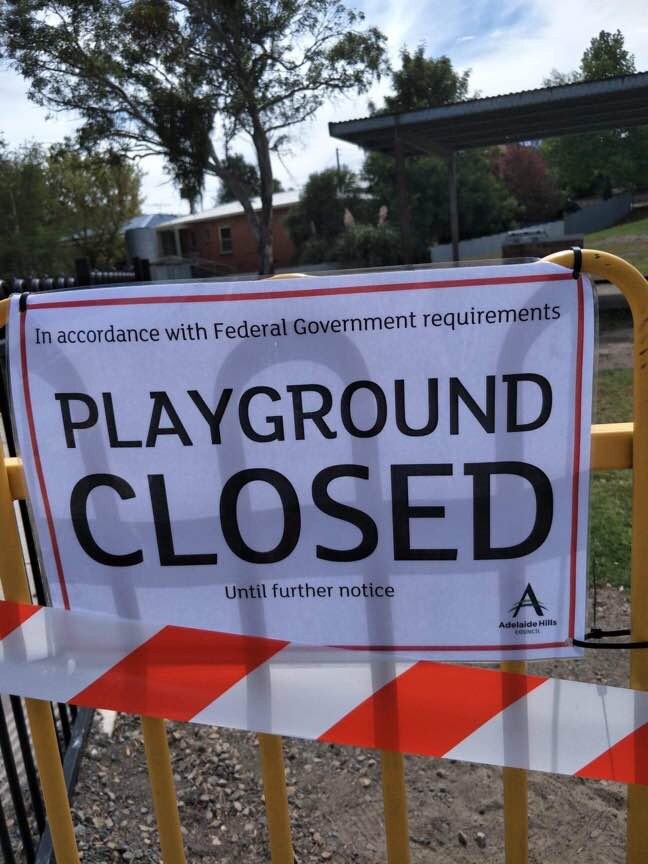 Adelaide Hills Council has sealed off local playgrounds, including this one at Lobethal Oval.