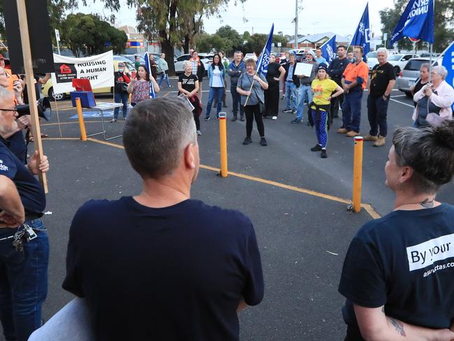 The Australian Services Union challenged the planned cuts to workers put forward by the City of Greater Geelong at a protest today at the Geelong West Town Hall during a council meeting to discuss the budget. Pic shows protestPicture: Mark Wilson