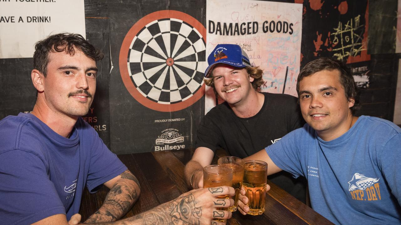 On New Year's Eve at Bodega are (from left) Nathan Long, Ben White and Ethan Long, Sunday, December 31, 2023. Picture: Kevin Farmer