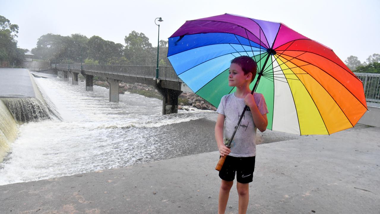 Wet weather in Townsville. Chrlie Hooper, 8, at Aplins Weir. Picture: Evan Morgan