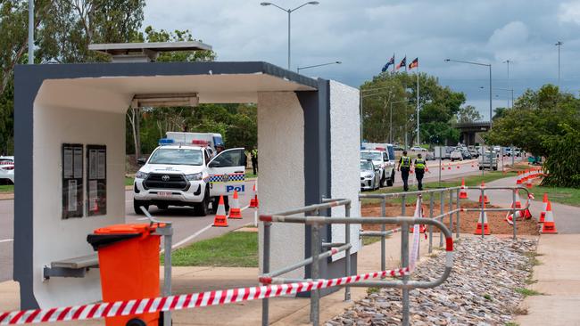 A pedestrian tripped, and was then hit by a car near the Stuart Hwy and Bagot Rd intersection, before an altercation forced the driver to flee the scene for his safety. Picture: Che Chorley