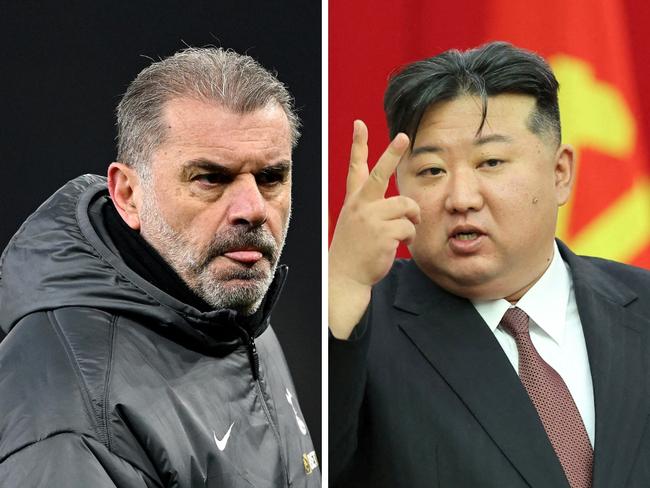 Ange postecoglou and Kim Jong-un. Photo: KCNA VIA KNS / AFP and Shaun Boterill, Getty.