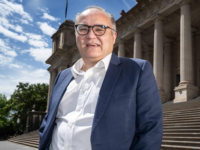 Adem Somyurek on the steps of The Victorian Parliament House to go with story about him standing for election again. Picture: Tony Gough