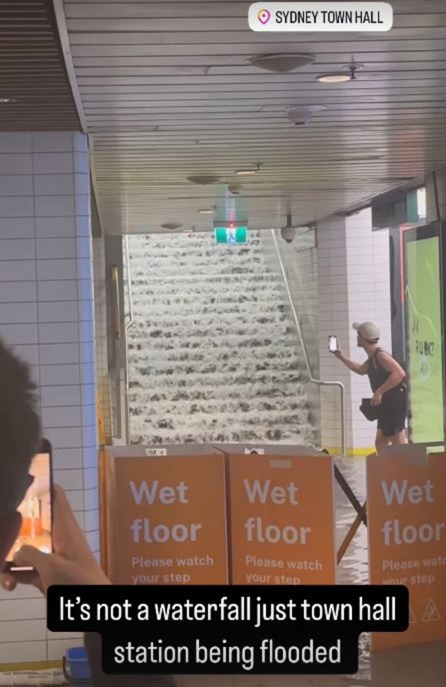 Sydney Town Hall station experienced flooding due to severe storm conditions. Picture: Instagram