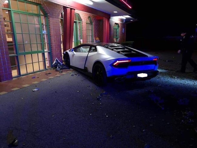 The Lamborghini at the Glengowrie scene. Picture: Supplied