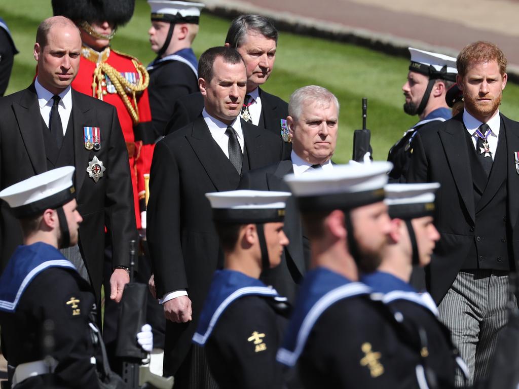 Peter walked between the brothers at the funeral procession. Pictture: Gareth Fuller/WPA Pool/Getty Images