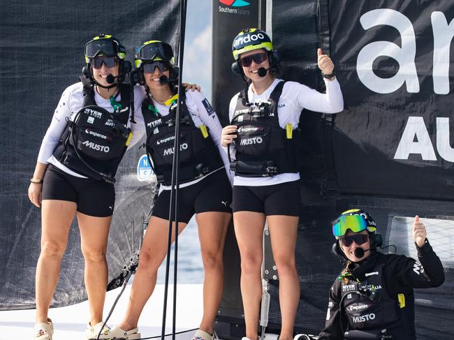 The Australian crew at the America's Cup. Picture: Supplid: Nic Douiglass @sailorgirlhq