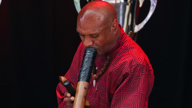 Amos Roach performs during the service. Picture: Asanka Ratnayake