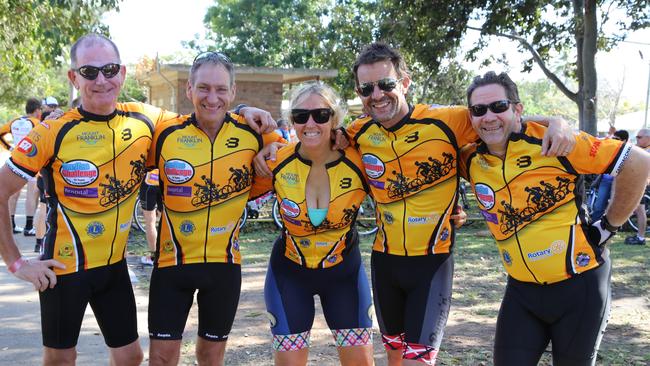 Weekend events are all part of the caper when you work in breakfast radio. Jez White, Craig Seivers, Inkie Bissell, Dave Warner and Liam Elliston took part in the 10th annual Cardiac Challenge charity bike ride. PICTURE: Andrea Falvo