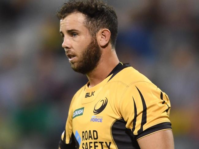 Robbie Coleman of the Western Force reacts during the Round 3 Super Rugby match between the ACT Brumbies and the Western Force at GIO Stadium in Canberra, Friday, March 10, 2017. (AAP Image/Lukas Coch) NO ARCHIVING, EDITORIAL USE ONLY