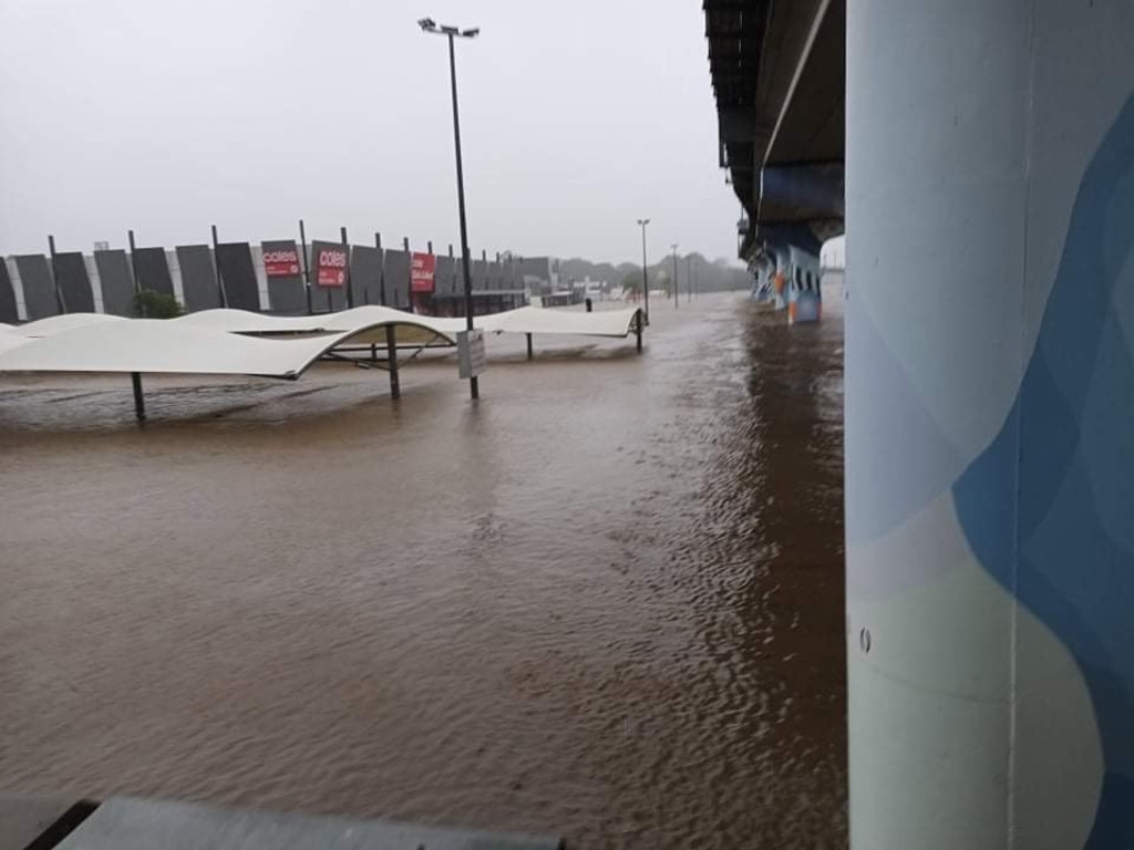 Flooding at Toombul Shopping Centre in February 2022. Picture: Aaron Symonds