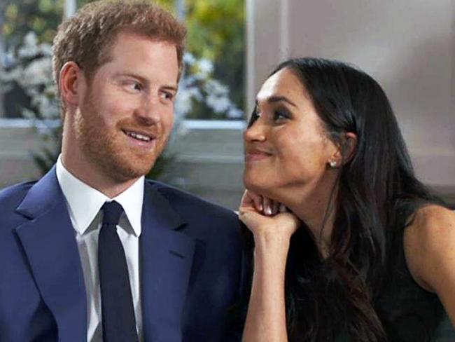 Meghan Markle and Prince Harry during the video of their engagement announcement and interview.