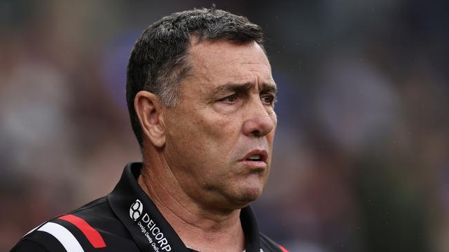 SYDNEY, AUSTRALIA - JULY 07: Dragons head coach Shane Flanagan looks on from the sideline during the round 18 NRL match between Sydney Roosters and St George Illawarra Dragons at Allianz Stadium, on July 07, 2024, in Sydney, Australia. (Photo by Cameron Spencer/Getty Images)