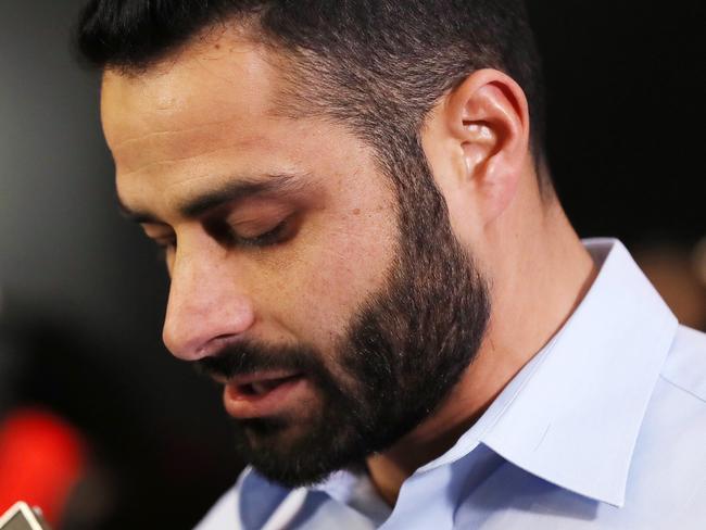 AFL diversity manager Ali Fahour fronts the media at AFL House. Picture: Michael Klein