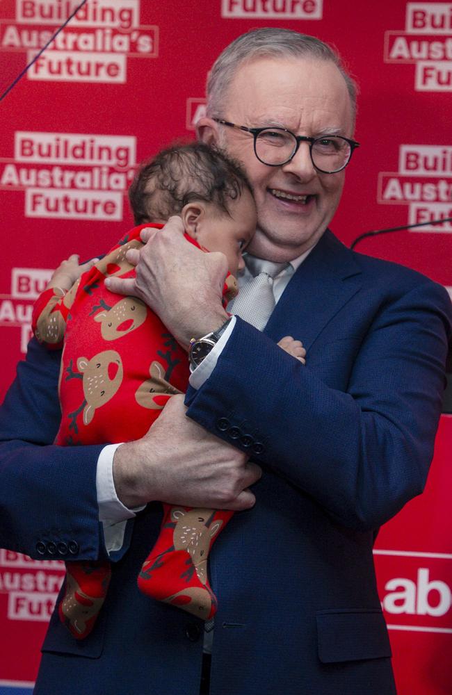 The Prime Minister at the Morningside Panthers AFL club in Brisbane. Picture: NewsWire / Glenn Campbell