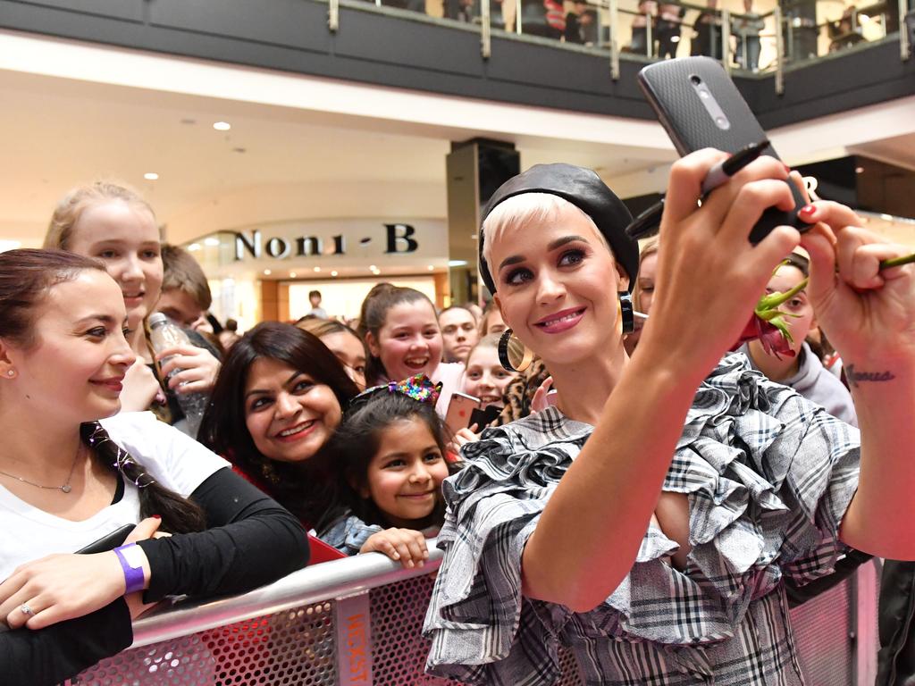 Katy Perry photographed at Westfield Marion, Adelaide on Sunday the 29th of July 2018. (AAP/ Keryn Stevens)