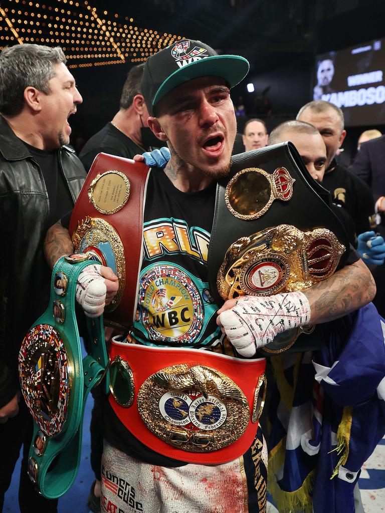 George Kambosos scored one of the biggest upsets of the year to become the unified lightweight champion. Picture: Al Bello/Getty Images/AFP