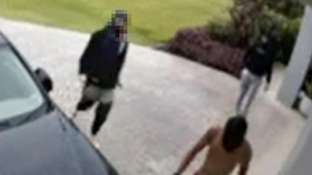 Screenshots of CCTV footage showing armed teens breaking into Marcelo Alcantara's house in Helensvale on 4 February 2024. Source: Supplied.,