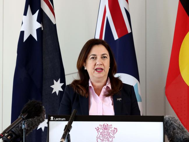 Queensland Premier Annastacia Palaszczuk, Deputy Premier Steven Miles, Health Minister Yvette D'Arth and Attorney General Shannon Fentiman at the announcement of Assisted Dying legislation will be going to Parliament for debate and voting on Brisbane Tuesday 18th May 2021 Picture David Clark