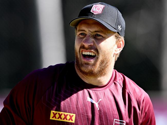 BRISBANE, AUSTRALIA - MAY 23: Cameron Munster during the QLD Maroons State of Origin team training session at the Clive Berghofer Centre on May 23, 2023 in Brisbane, Australia. (Photo by Bradley Kanaris/Getty Images)