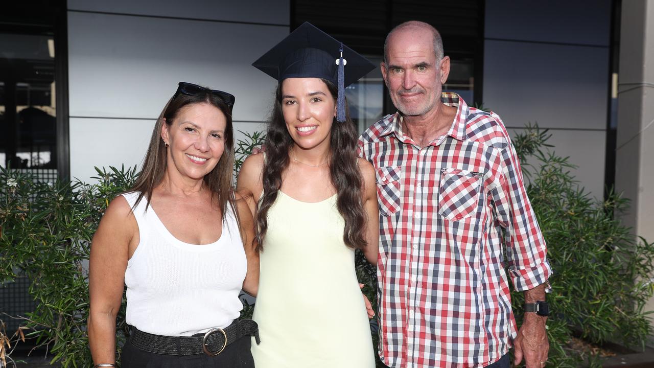 Vicki, graduate Abbey, and Jason Baldwin. Picture: Alan Barber