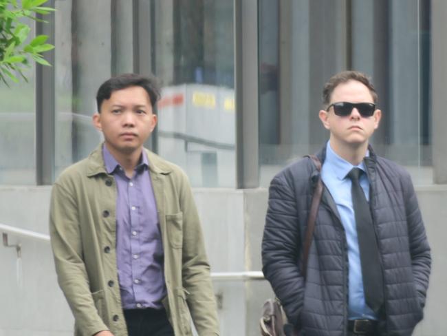 Gavin Barrett (right), 30, of Toukley, arriving at Wyong Local Court with his partner, who the court heard had stuck by him despite his offending. Picture: NewsLocal