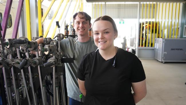 On the set of the Australian independent film Spit, a sequel to 2003 classic Gettin' Square, at the Queensland Regional Accommodation Centre near Toowoomba Wellcamp Airport. UniSQ graduates Nina Sorley and Riley Skerman have been assisting the production.