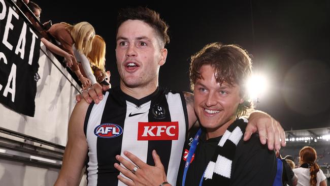 Jack Ginnivan (right) will make his AFL return on Sunday. Picture: Michael Klein