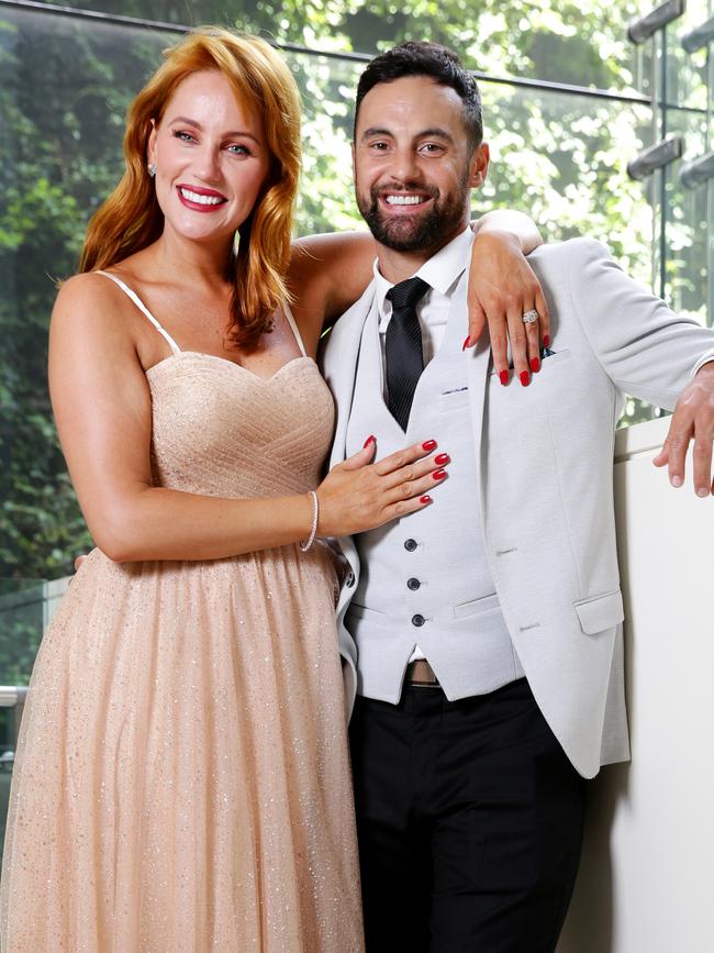 MAFS stars Jules Robinson and Cameron Merchant at an Oscar Party held at the Glass Brasserie in Sydney. Picture: Jonathan Ng