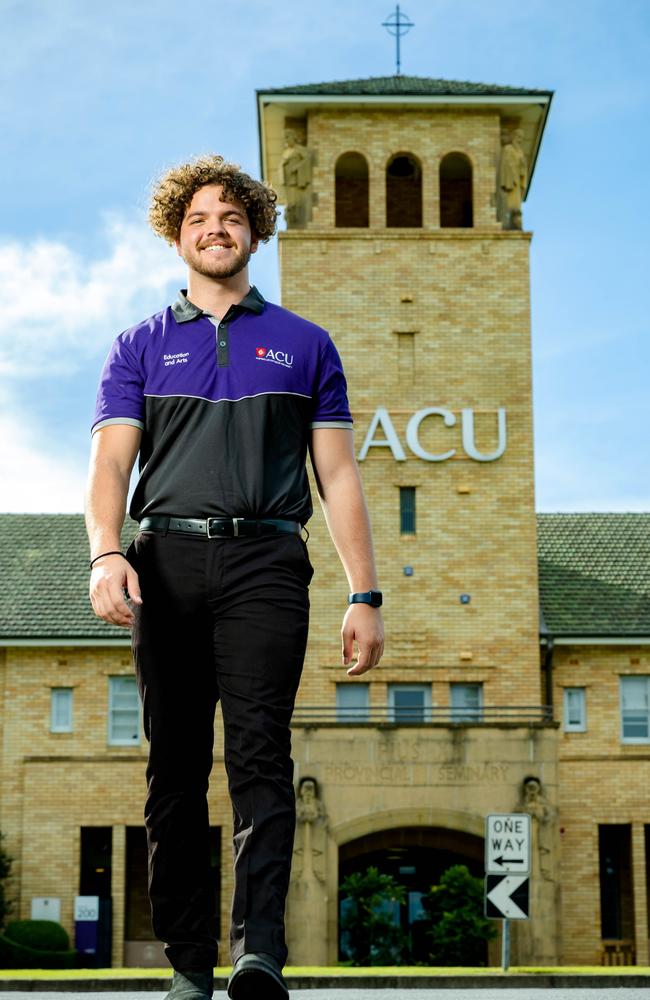 Student Zane Ratcliff is studying a Bachelor of Education at Australian Catholic University. Picture: Richard Walker