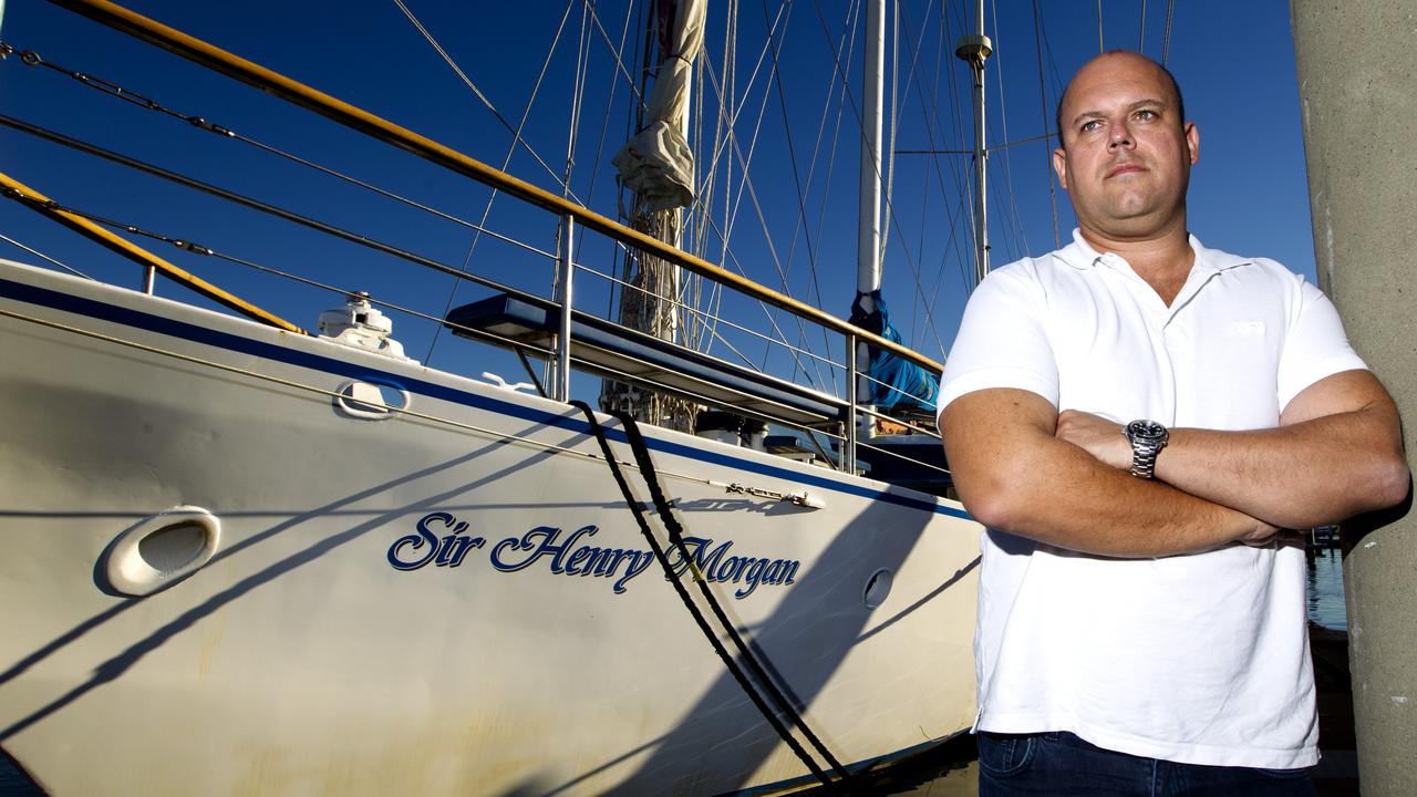 Jason Nicholls pictured with the Sir Henry Morgan yacht.