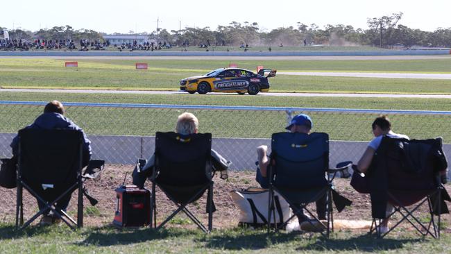 The crowd lapping up the action at the OTR SuperSpring at The Bend Motor Sport Park on Friday. Picture: TAIT SCHMAAL.