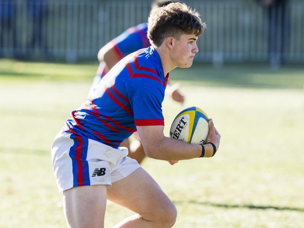 Heath Lindenmayer for Downlands in the O'Callaghan Cup on Grammar Downlands Day at Toowoomba Grammar School, Saturday, August 19, 2023. Picture: Kevin Farmer