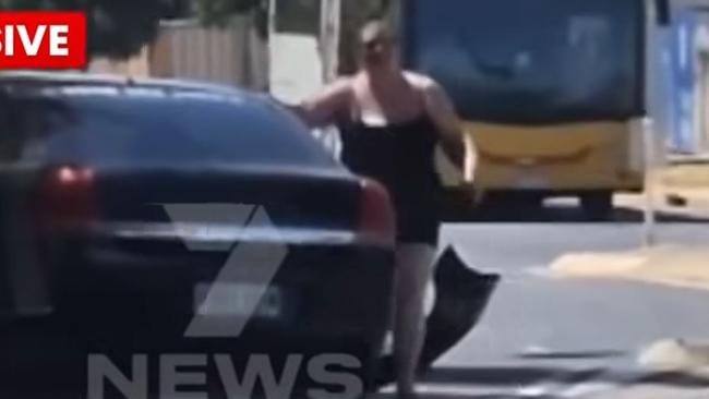 A woman has been arrested after causing chaos at Munno Para, crashing into multiple vehicles. Picture: 7NEWS