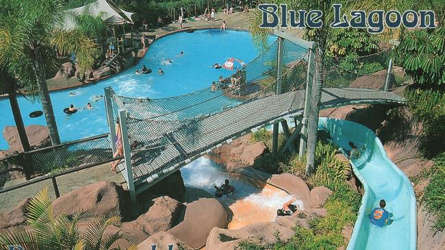 A postcard from the 1980s showing Dreamworld's Blue Lagoon attraction. Picture: Supplied