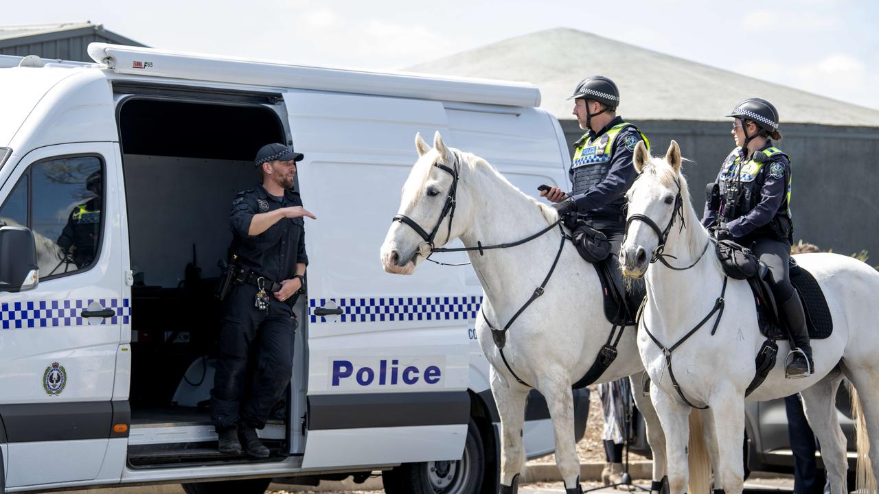 SA Police and the mounted unit were involved in the search. Picture: Naomi Jellicoe