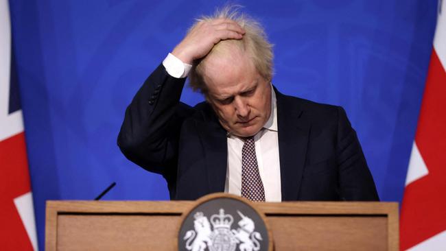 Boris Johnson during one of his media briefings during the Covid-19 pandemic. Picture: AFP