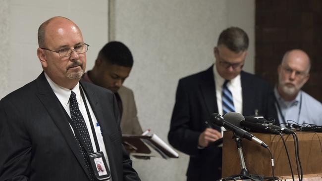 Nebraska Corrections director Scott Frakes (left) after the execution of Carey Dean Moore - which left 14 minutes unaccounted for. Picture: Gwyneth Roberts