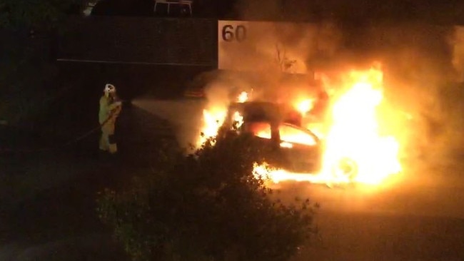 A car was torched at Biggera Waters, Saturday night. 